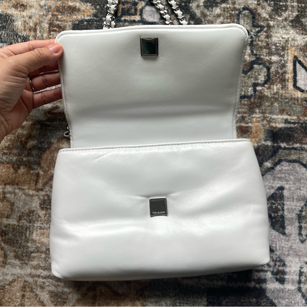 NWOT Tory Burch Britton Puffy Leather Optic White Silver Chain Shoulder Bag - Picture 10 of 16